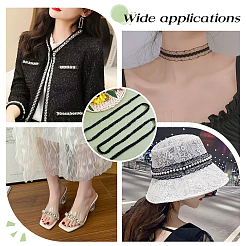 5ヤードのポリエステルレースリボン  プラスチック製の模造真珠とガラスのシードビーズ付き  洋服アクセサリー用  ブラック  1/2インチ（14mm）&nbsp;OCOR-ME0001-65A