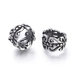 304ステンレススチールビーズ  リング  アンティークシルバー  11x7mm  穴：8mm&nbsp;STAS-F243-13AS