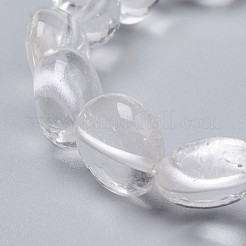 天然水晶ストレッチビーズブレスレット  タンブルストーン  ナゲット  1-7/8インチ〜2-1/8インチ（4.8~5.5cm）  ビーズ：6~15x6~11x3~11mm&nbsp;BJEW-K213-C01