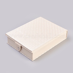 木製のアクセサリー箱  模造革で覆われて  ベロア  鏡  長方形  ホワイト  24.3x18x5.7cm&nbsp;LS-LBOX-L002-E02