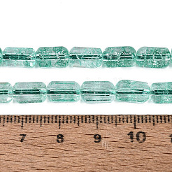 クラックル透明ガラスビーズ連売り  コラム  多面カット  ターコイズ  9~9.5x5.5~6mm  穴：1~1.2mm  約37~38個/連  13.39~13.78インチ（34~35cm）&nbsp;GLAA-N068-05A-05