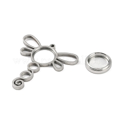 304ステンレススチールロケットビッグペンダント  ガラスと  トンボチャーム  ステンレス鋼色  50x47.5x6mm  穴：2.2mm&nbsp;STAS-S132-13P-02