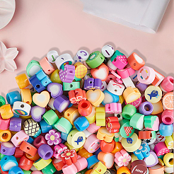 DIYビーズパーツキット  ポリマー粘土ビーズを含む  プラスチックビーズ  アクリルビーズ  ミックスカラー  4~14x4~12x1~6mm  穴：1.4~2mm  900個/セット&nbsp;DIY-SC0030-91
