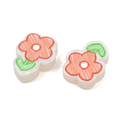 蓄光樹脂エナメルビーズ  花  暗闇で光る  レッド  23.5x18x7mm  穴：2.5mm&nbsp;RE-CBAC4C7-12C