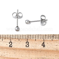 女性用304ステンレススチールスタッドピアス  ラウンド  ステンレス鋼色  3mm&nbsp;EJEW-E603-06B-P