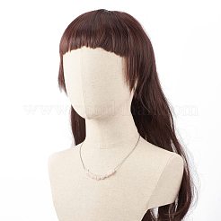 天然ローズクォーツチップビーズジュエリーセット  女性用 304 ステンレススチールアズキチェーン付き宝石ペンダントネックレスとクラスターダングルイヤリング  ステンレス鋼色  60mm  ピン：0.6mm  19.29インチ（49cm）&nbsp;SJEW-JS01231-06