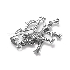 304ステンレスペンダント  ライオン  アンティークシルバー  52x37x7mm  穴：10x6.5mm&nbsp;STAS-G219-05AS-02
