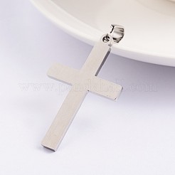 変色しにくいクロス 304 ステンレス ペンダント  ステンレス鋼色  41.5x25x2mm  穴：4.5x6.5mm&nbsp;STAS-F143-02P