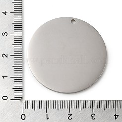 変色しない304ステンレススチールペンダント  鏡面研磨仕上げの刻印入り空白タグ  フラットラウンドのチャーム  ステンレス鋼色  25x1.5mm  穴：1.8mm&nbsp;STAS-K270-28B-P-01