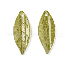 プラスチックチャーム  葉  オリーブ  19.5x7x2mm  穴：1mm&nbsp;KY-N015-039