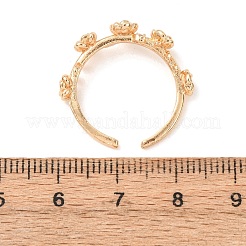 女性用真鍮マイクロパヴェキュービックジルコニアカフオープンリング  花  ゴールドカラー  5.5mm  内径：17mm&nbsp;RJEW-B157-01B-G