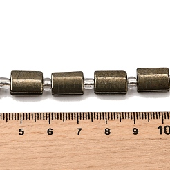 天然石パイライトビーズ連売り  長方形  シードビーズで  11.5~12x8x5mm  穴：1.4mm  約12~13個/連  7.68''~7.87''（19.5~20センチメートル）&nbsp;G-Z087-C03