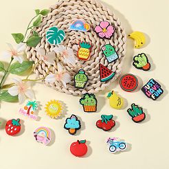 24個 23スタイル フルーツ PVC プラスチックビーズ  フルーツ  ミックスカラー  24.5~30x23~30.5x7.5~9mm  穴：3.5mm  1個/スタイル&nbsp;FIND-SZ0003-67