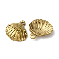 オーシャン 304 ステンレススチールペンダント  イオンプレーティング（ip）  ゴールドカラー  シェル形状  20x19.5x4.5mm  穴：1.8mm&nbsp;STAS-P406-16F-G