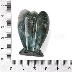 天然モスアゲートの天使の置物  風水エネルギーストーンギフト、自宅、オフィス、デスクトップの装飾用  39~41x26~30x14~15mm&nbsp;DJEW-N006-01A-22