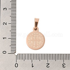 サンベニートとワードの304ステンレススチールチャームが付いたフラットラウンド  ローズゴールド  15x12x1.2mm  穴：4x6.5mm&nbsp;STAS-I036-03RG