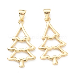 真鍮チャーム  カドミウムフリー＆鉛フリー  長持ちメッキ  クリスマステーマ  クリスマスツリー  18KGP本金メッキ  26.5x14.5x2mm  穴：5x3.3mm&nbsp;ZIRC-J038-01C