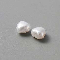 ABSプラスチックパール調ビーズ  ハート  ホワイト  6x6x4mm  穴：1.2mm&nbsp;KY-WH0036-27