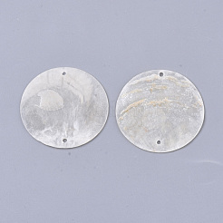 Capizシェルリンクコネクター  フラットラウンド  貝殻色  40x0.5~1.5mm  穴：1.8mm&nbsp;X-SHEL-T014-005