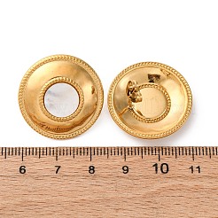 304ステンレススチール天然ホワイトシェルスタッドピアス  フラットラウンド  イオンプレーティング（ip）  18KGP本金メッキ  25mm&nbsp;EJEW-Z103-08G