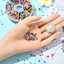 60g 6種類の丸型ガラスシードビーズ  ミックスカラー  2.5~3.5x2~2.5mm  穴：0.8~1mm  10g /スタイル&nbsp;SEED-YW0002-67