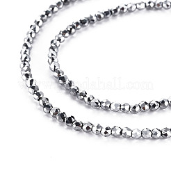 電気メッキガラスビーズ連売り  多面カット  ロンデル  プラチナメッキ  2mm  穴：0.5mm  約192~194個/連  12.99~13.39インチ（33~34cm）&nbsp;EGLA-S174-23D-06