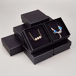 厚紙のジュエリーボックス  ペンダント＆イヤリング＆リング  内部のスポンジ  正方形  ブラック  7.5x7.5x3.5cm&nbsp;CBOX-N012-25B