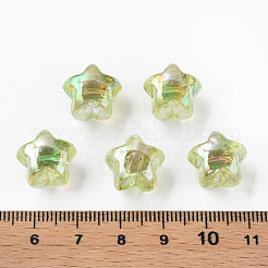 1穴透明アクリルボタン  ABカラーメッキ  スター  黄緑  13.5x14x11.5mm  穴：2.5mm  約460個/500g&nbsp;MACR-S373-129-C02
