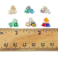6色の電気メッキガラスビーズ  三角形  ミックスカラー  3.5x6x4.5mm  穴：1mm  約55PCS /カラー&nbsp;EGLA-FS0001-43