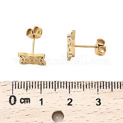 304ステンレススチールスタッドピアス  18KGP本金メッキ  菱形  12.5x12.5mm&nbsp;LS-EJEW-M098-01A-G