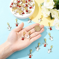 天使合金エナメルペンダント装飾20個  合金製カニカン付き  レッド  36mm&nbsp;HJEW-YW00271-01