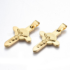 304ステンレスペンダント  十字架クロス  イースターのために  18KGP本金メッキ  31.5x21.5x3mm  穴：3.5x8mm&nbsp;STAS-Q241-006G-NF