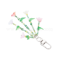 花のアクリルとガラスのペンダント装飾  304ステンレススチール製回転留め具付き  プラチナ  106mm&nbsp;HJEW-TA00360