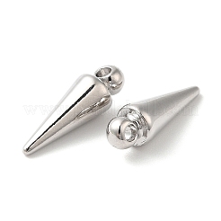 真鍮チャーム  カドミウムフリー＆ニッケルフリー＆鉛フリー  コーンチャーム  プラチナメッキ  12x4mm  穴：1.5mm&nbsp;KK-E057-03P