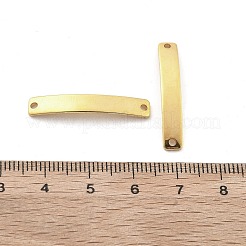 201 ステンレス鋼リンク/コネクター  カーブ四角形  空白タグのスタンプ  18KGP本金メッキ  28x4.5x1mm  穴：1.4mm&nbsp;LS-STAS-S158-01G