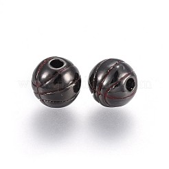 真鍮製エナメルビーズ  長持ちメッキ  バスケットボール  ガンメタ色  9mm  穴：2.2mm&nbsp;KK-L179-07B
