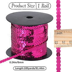 プラスチック製のスパンコール/スパンコールチェーンロール1ロール  ABカラー  マゼンタ  6mm  1roll /セット&nbsp;FIND-CY0001-14D