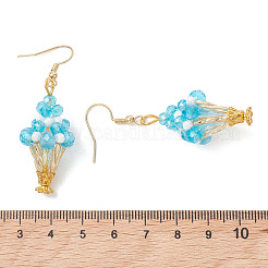 ガラスダングルピアス  304ステンレススチールピアスフック付き  アイスクリーム  ゴールドカラー  ミックスカラー  54.5x18mm&nbsp;EJEW-MZ00713