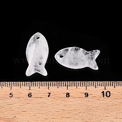 天然石クオーツクリスタルペンダント  ロッククリスタルの魚のチャーム  23.5~24.5x12x5~6mm  穴：2mm&nbsp;X-G-N342-106P