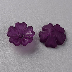 透明な艶消しアクリルビーズキャップ  5花びら  花  暗い蘭  16.5x6mm  穴：1.6mm&nbsp;X-MACR-S371-04A-743