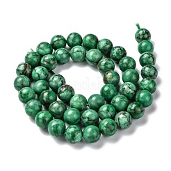 天然大理石ビーズ連売り  ラウンド  染め＆加熱  グリーン  8mm  穴：1mm  約46個/連  15インチ（38cm）&nbsp;G-K211-8mm-H