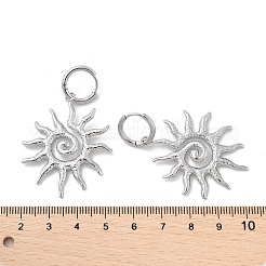304ステンレススチール製サンフープピアス  ステンレス鋼色  57x33.5mm&nbsp;EJEW-M073-01P