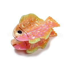 海をテーマにしたアクリル製の爪付きヘアクリップ  魚  砂茶色  47x80x47mm&nbsp;PHAR-P012-B03