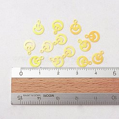 オーナメントアクセサリープラスチック製スパンコール/スパンコールビーズ  笑顔  きいろ  8x6x0.1mm  穴：0.8mm&nbsp;X-PVC-E001-13-RC02