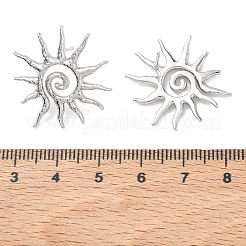 太陽をモチーフにした真鍮製スタッドピアス（女性用）  ラックめっき  長持ちメッキ  鉛フリー＆カドミウムフリー  プラチナ  25x24mm&nbsp;EJEW-A167-08P