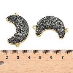真鍮とドゥルージー樹脂のコネクターチャーム  18KGP本金メッキ  長持ちメッキ  カドミウムフリー＆鉛フリー  ラックめっき  グレー  ムーン  33x20x7.5mm  穴：1.6mm&nbsp;KK-C158-05C-G