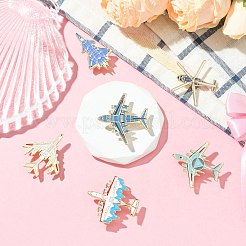 飛行機のエナメルピン6個、6つのスタイル  バックパック用合金ラペルピンバック  ミックスカラー  36.5~40x23.5~41.5mm  1個/スタイル&nbsp;JEWB-CJ0002-99
