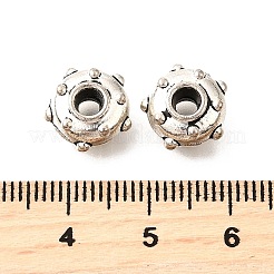チベット風合金ビーズ  カドミウムフリー＆鉛フリー  フラットラウンド  アンティークシルバー  11x5.5mm  穴：3mm&nbsp;X-TIBE-L008-22AS
