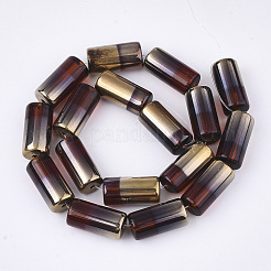 半分の電気メッキガラスビーズ連売り  コラム  シエナ  19.5~20x10mm  穴：1.4mm  約15~17個/連  13.39インチ（34cm）&nbsp;X-EGLA-S177-01B