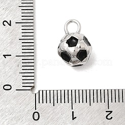 真鍮製エナメルペンダント  サッカーのチャーム  プラチナ  13x9mm  穴：3mm&nbsp;KK-F940-04P